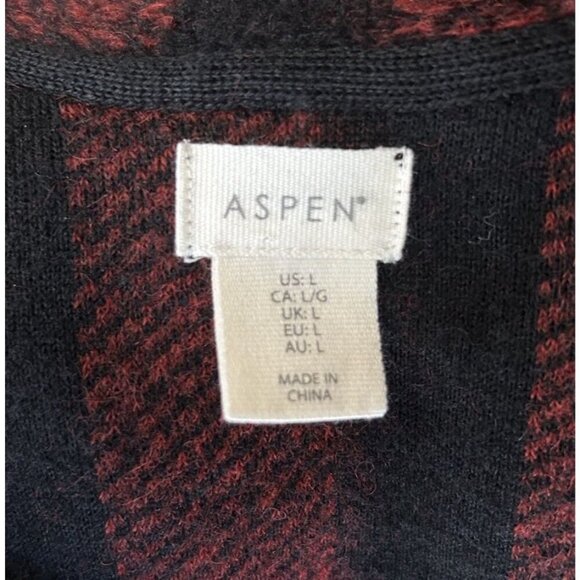 Aspen Buffalo Plaid Wool Open Front Coat Jacket Women's Size Large Red/Black - Picture 9 of 9